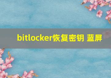 bitlocker恢复密钥 蓝屏